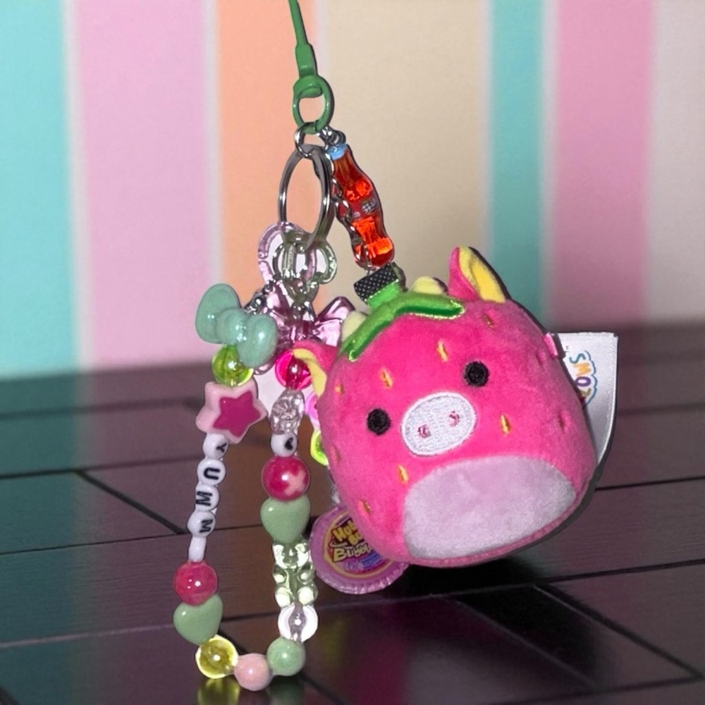 Cleary the Strawberry Cow Legendary Squishmallows Handmade Kawaii Keychain